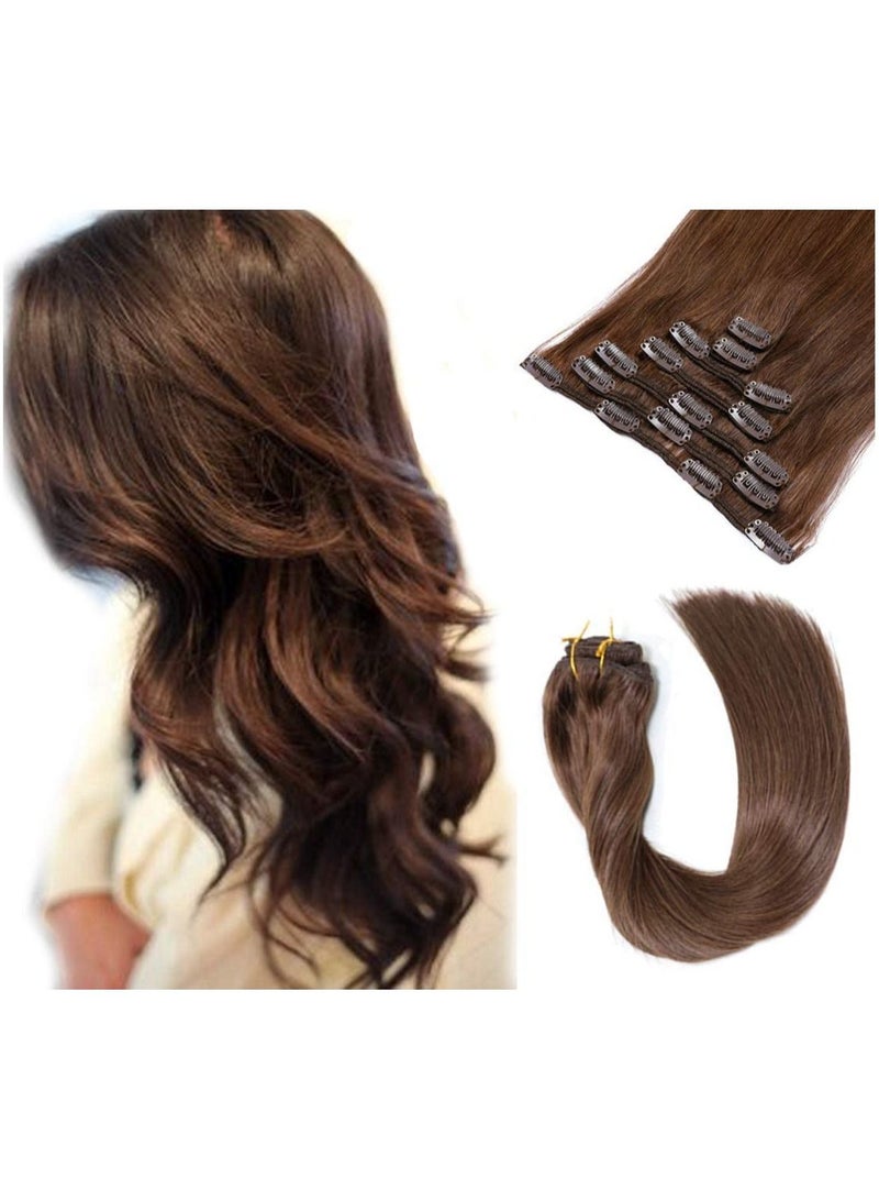إستيل Estelle Clip في وصلة إطالة شعر ريمي بشري حريري مستقيم لحمة بني - Image 1