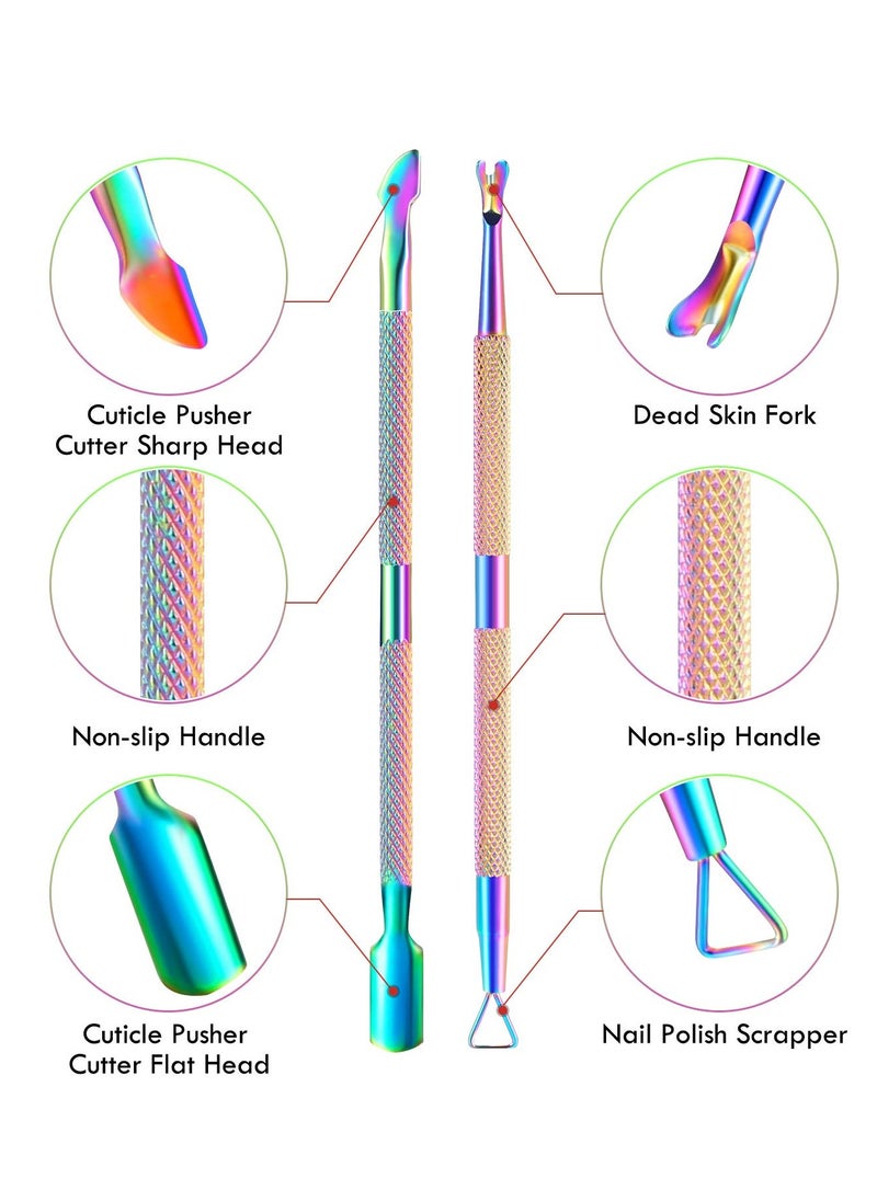 KHAJUL Cuticle Trimmer Cuticle Remover with Cuticle Pusher, Professional Stainless Steel Durable Pedicure Manicure Tools, Cutter Nipper Scissor Clipper for Fingernails and Toenails Dead Skin (Multicolour)  - Image 3