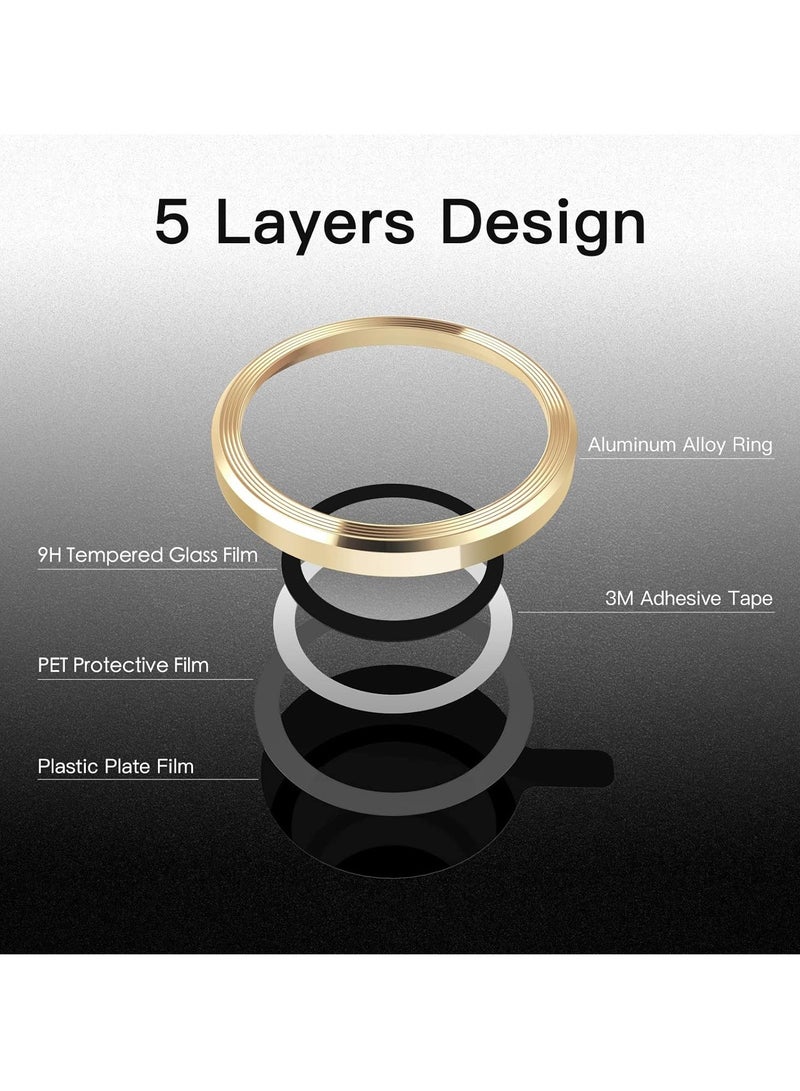 DUSALA Camera Lens Protector for iPhone 13 Pro 6.1-Inch and iPhone 13 Pro Max 6.7-Inch, 9H Tempered Glass Metal Individual Ring Cover, HD Clear, 1 Set (Gold) - Image 3