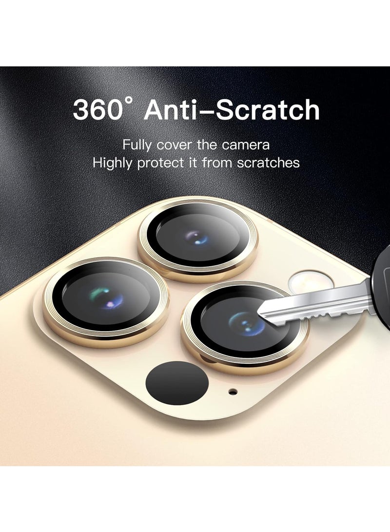 DUSALA Camera Lens Protector for iPhone 13 Pro 6.1-Inch and iPhone 13 Pro Max 6.7-Inch, 9H Tempered Glass Metal Individual Ring Cover, HD Clear, 1 Set (Gold) - Image 5