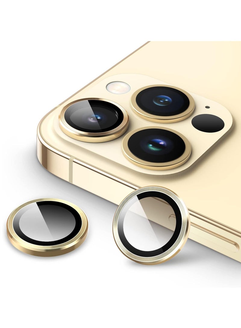 DUSALA Camera Lens Protector for iPhone 13 Pro 6.1-Inch and iPhone 13 Pro Max 6.7-Inch, 9H Tempered Glass Metal Individual Ring Cover, HD Clear, 1 Set (Gold) - Image 1