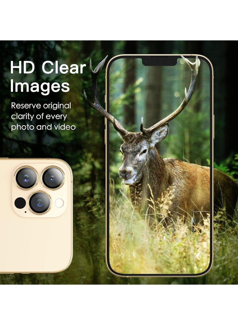 DUSALA Camera Lens Protector for iPhone 13 Pro 6.1-Inch and iPhone 13 Pro Max 6.7-Inch, 9H Tempered Glass Metal Individual Ring Cover, HD Clear, 1 Set (Gold) - Image 4