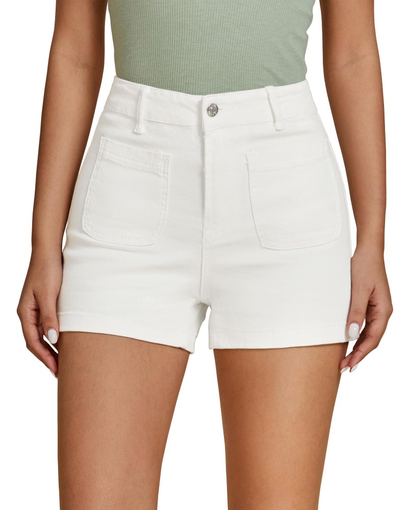 luvamia Cream White Shorts Women High Waisted Jeans Shorts for Women Loose Jean Shorts for Women Mom Shorts for Women Cream White Denim Shorts Women Cream White Size Medium US Size 8 to Size 10 - Image 1