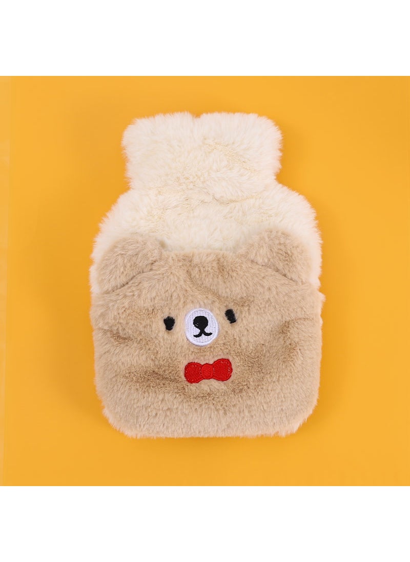Generic Cartoon plush cute water injection warm water bag hand warmer student hand warmer baby hot water bag wholesale removable and washable Bow tie Bear 