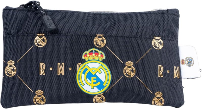 Real Madrid School Pencil Case With Zipper Closure, Gold/Black
