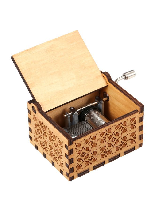NIBEMINENT Vintage Engraved Hand Operated Wooden Musical Box Brown/Beige 65x50x39millimeter  - Image 1
