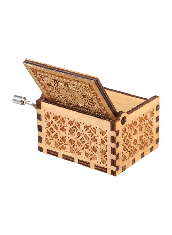 NIBEMINENT Vintage Engraved Hand Operated Wooden Musical Box Brown/Beige 65x50x39millimeter  - Image 4