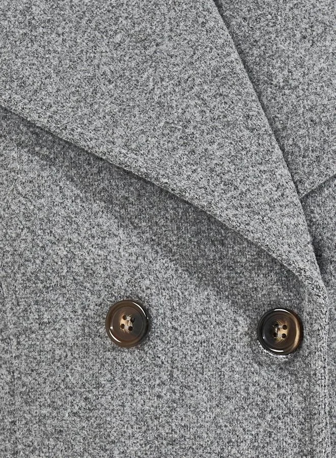 Styli Regular Fit Double Breasted Flared Wool Like Coat