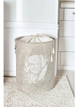 Mor Bebe Purple Baby Round Basket with Felt Bag - Multi-Purpose Dirty Laundry Basket Organizer Storage Bag 50 x 35 cm  - Image 2