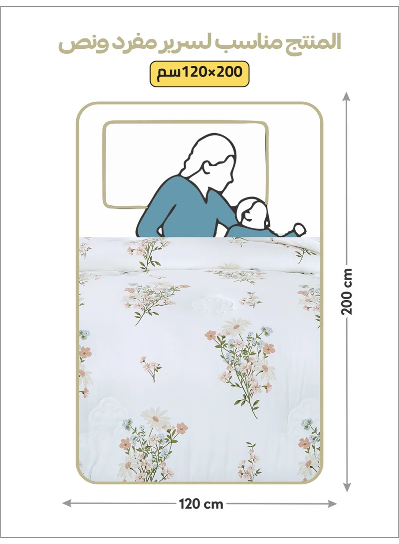 Donetella Bedding Comforter Set Single Size, 4-Pcs Bed Set Fits 120x200 Cms -Printed Bedding Set-All Season- Brushed Microfiber (طقم مفرش سرير فندقي)
