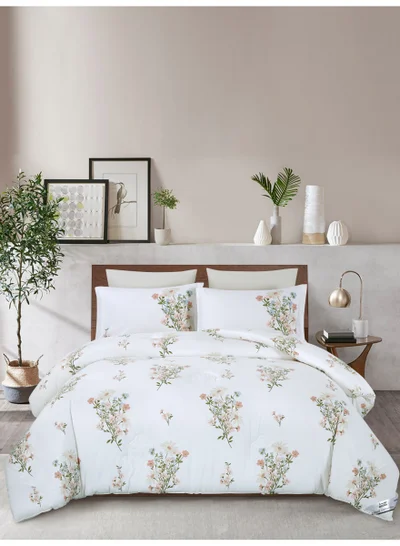 Donetella Bedding Comforter Set Single Size, 4-Pcs Bed Set Fits 120x200 Cms -Printed Bedding Set-All Season- Brushed Microfiber (طقم مفرش سرير فندقي)