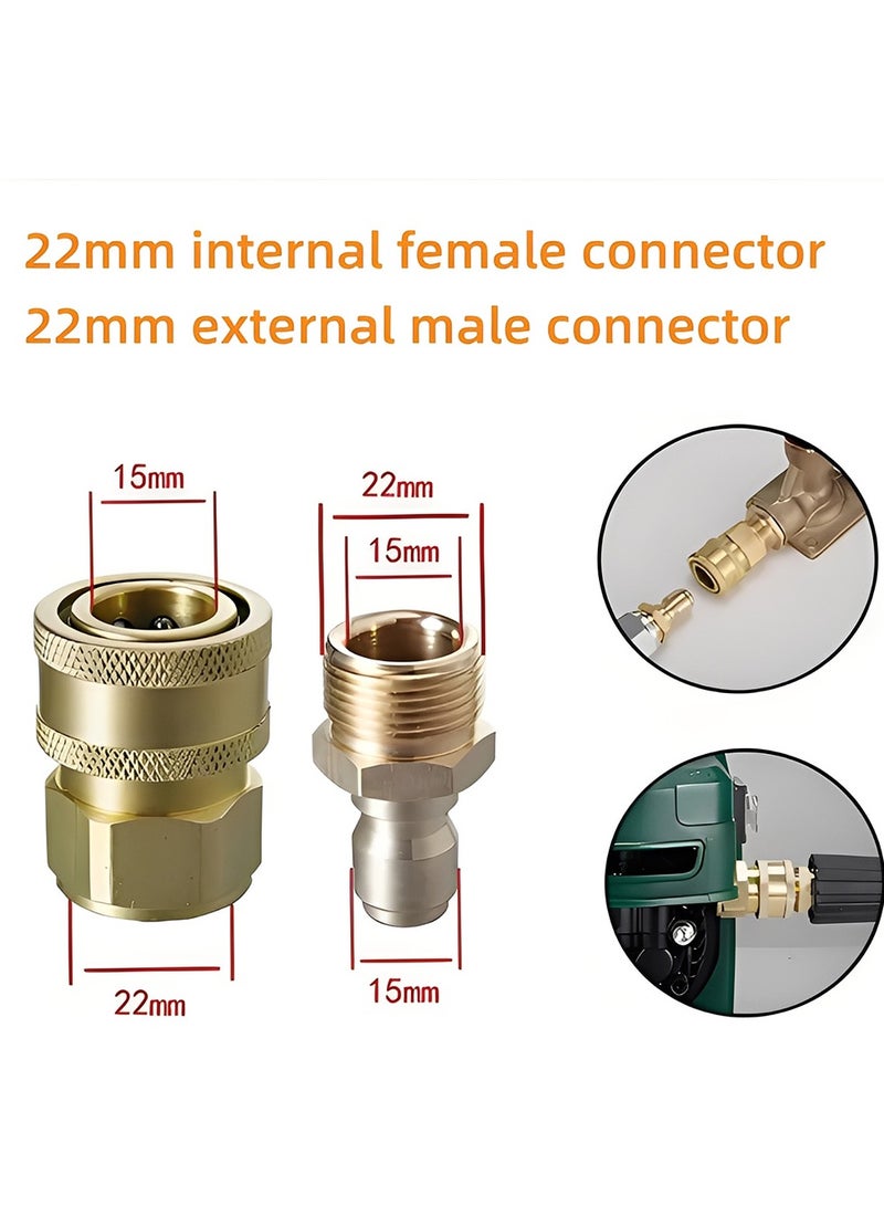 Brass Pressure Washer Adapter Kit M22 To 3/8 Quick Connect, Universal Heavy Duty Fittings, Up To 3000 PSI - Image 3