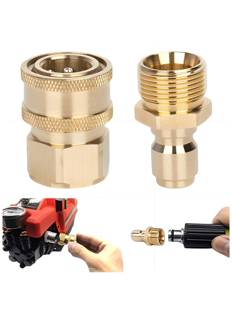 Brass Pressure Washer Adapter Kit M22 To 3/8 Quick Connect, Universal Heavy Duty Fittings, Up To 3000 PSI - Image 1