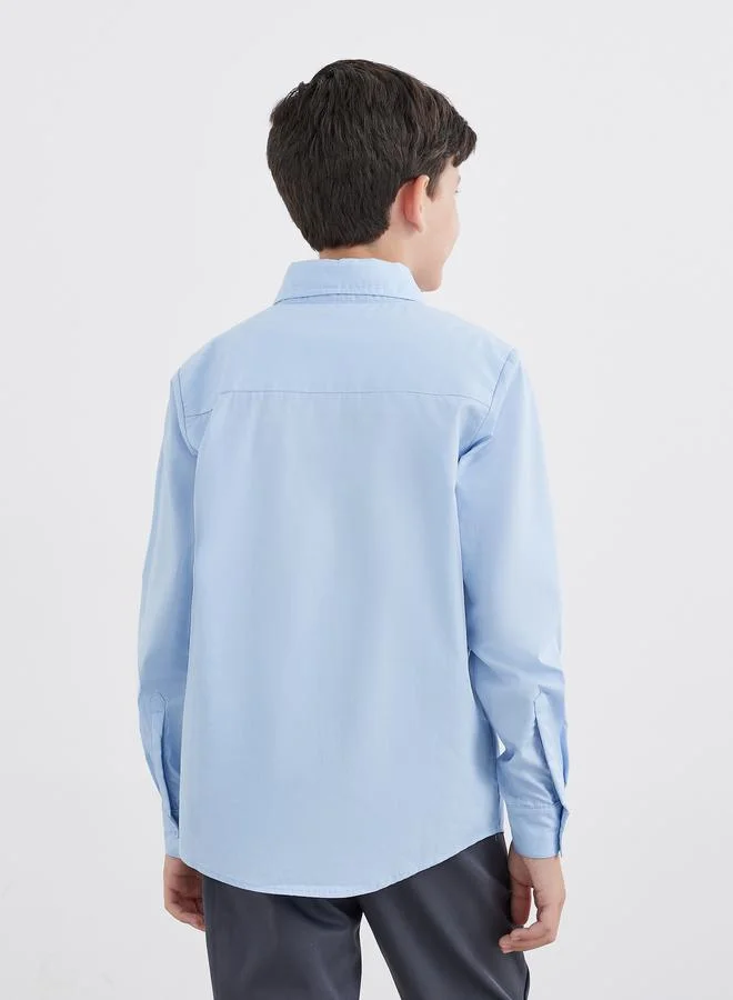 Styli Styli Boys School Uniform Light Blue Long Sleeves Shirt with Pocket
