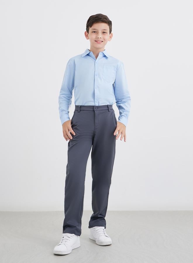 ستايلي قميص مدرسي أزرق فاتح بأكمام طويلة وجيب للأولاد - Image 2