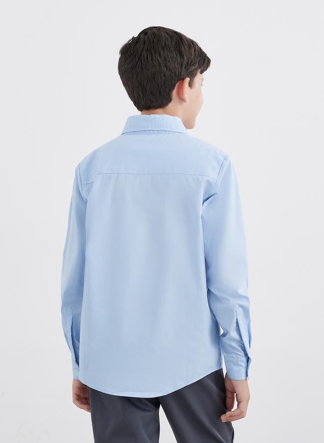 Styli Boys School Uniform Light Blue Long Sleeves Shirt With Pocket - Image 5
