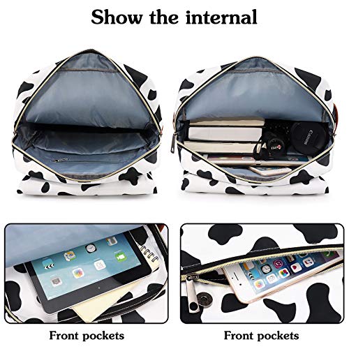 FEWOFJ Cow Print School Backpack for Girls, 15.6" Laptop Backpacks College School Bookbags Casual Daypack - Image 3