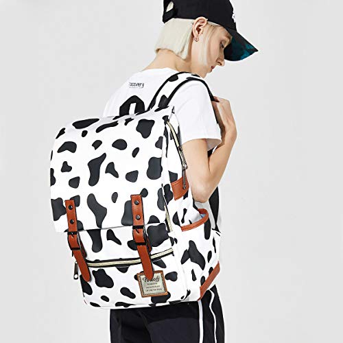 FEWOFJ Cow Print School Backpack for Girls, 15.6" Laptop Backpacks College School Bookbags Casual Daypack - Image 2