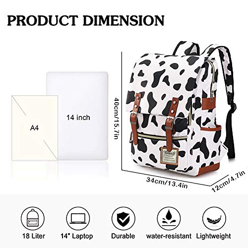 FEWOFJ Cow Print School Backpack for Girls, 15.6" Laptop Backpacks College School Bookbags Casual Daypack - Image 5