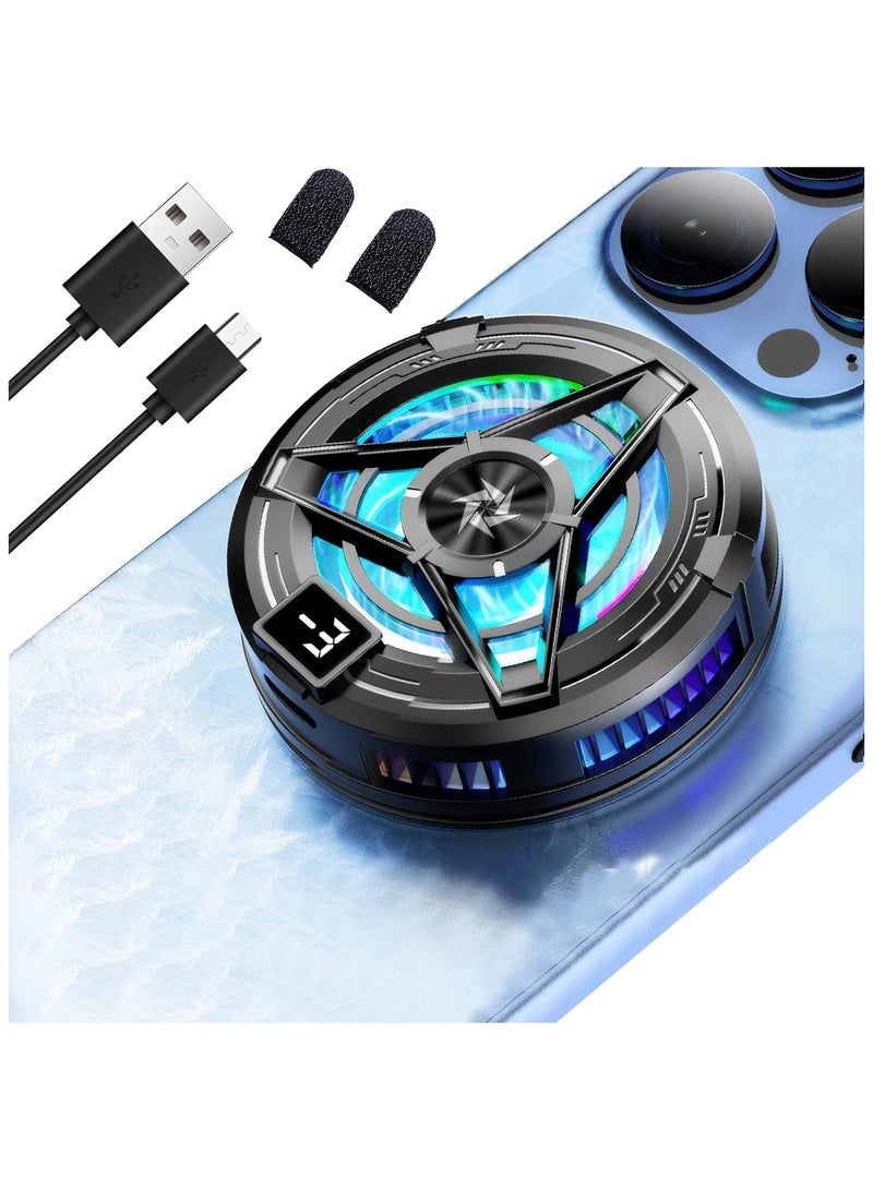 Loquat Phone Cooler for Gaming with Magnetic iPad Cooler Phone Fan Sticker Phone Clip LED Display Low Decibel Mobile Phone Radiator Compatible for iPhone/Android/Tablet/iPad/Game Controller  - Image 1
