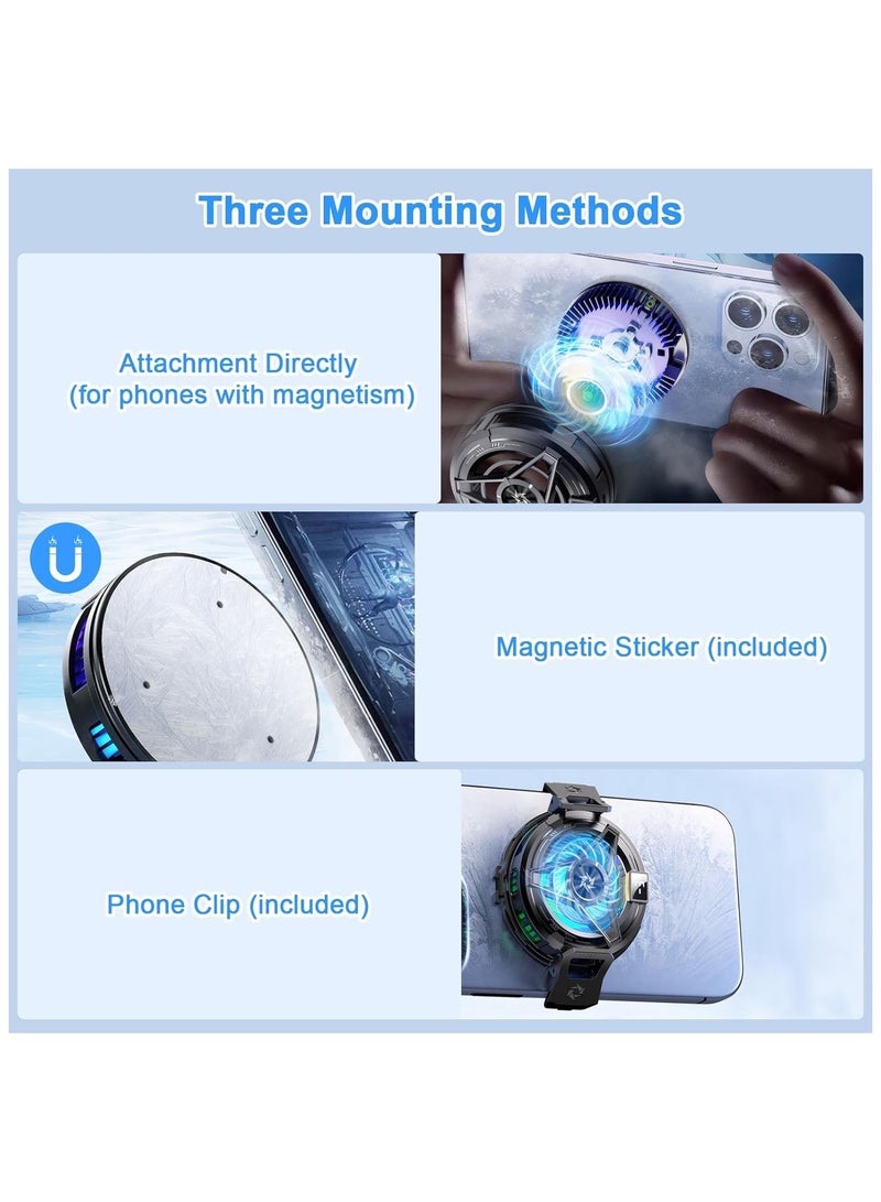 Loquat Phone Cooler for Gaming with Magnetic iPad Cooler Phone Fan Sticker Phone Clip LED Display Low Decibel Mobile Phone Radiator Compatible for iPhone/Android/Tablet/iPad/Game Controller  - Image 4