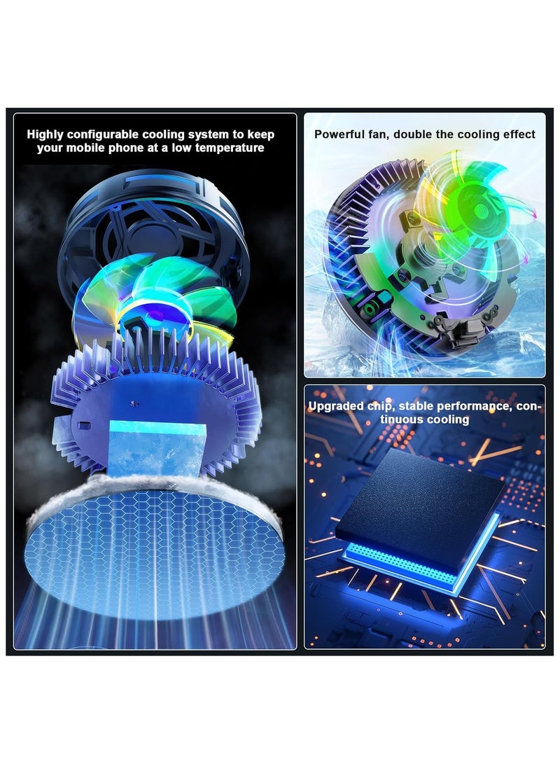 Loquat Phone Cooler for Gaming with Magnetic iPad Cooler Phone Fan Sticker Phone Clip LED Display Low Decibel Mobile Phone Radiator Compatible for iPhone/Android/Tablet/iPad/Game Controller  - Image 3