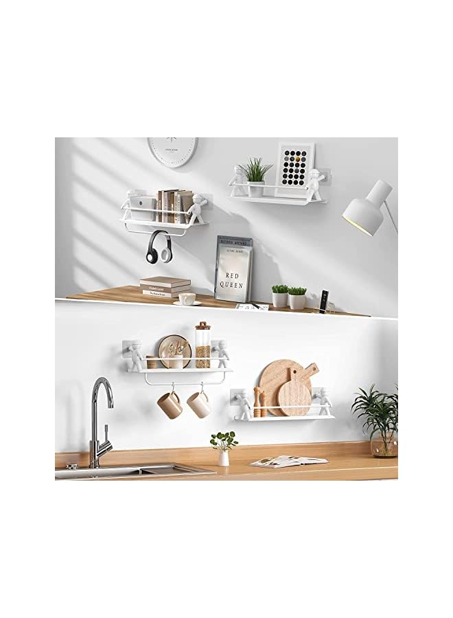 Raxoom Shower Caddy Bathroom Organizer, 2 Pack Metal Hanging Shelf No Drilling Wall Mounted Shower Organizer with Towel Bar for Bathroom, Toilet, Kitchen (White) - Image 5