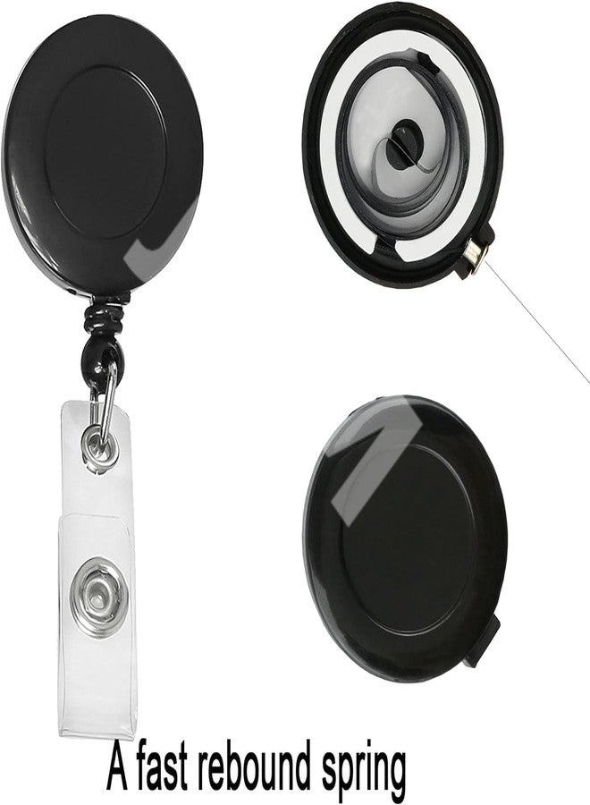 JSMSH سلسلة مفاتيح يويو قابلة للسحب على شكل دائري من JSMSH لحامل بطاقة الهوية (عبوة من 10 قطع، أسود) - Image 2