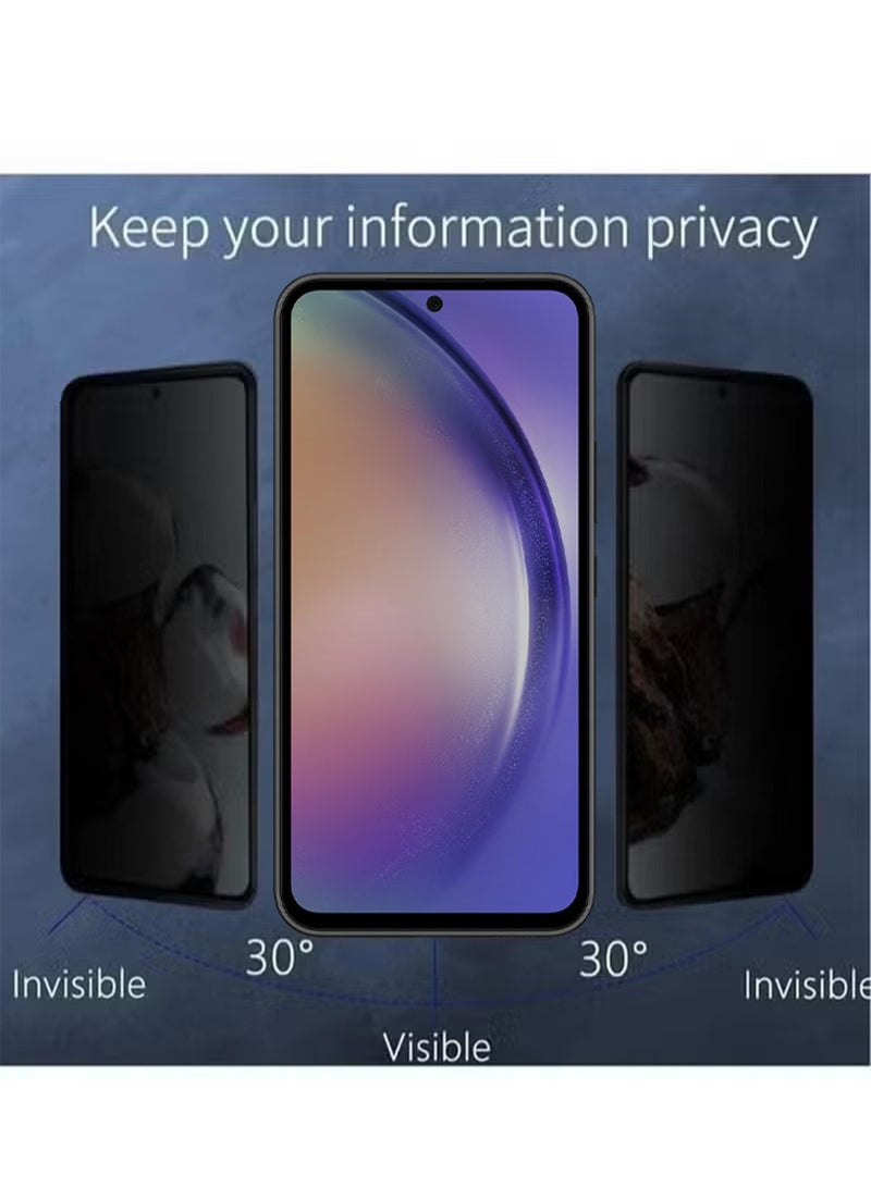 2 Pack Samsung Galaxy A55 5g Privacy Screen Protector with Easy Install Anti-Scratch Glass 9H Hardness,Anti-Spy Anti-fingerprint Anti-drop Tempered Glass Film Protector Full Cover Protection accessory