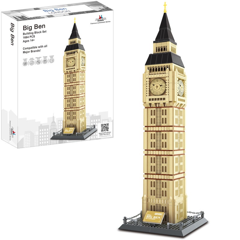 Apostrophe Games Big Ben Building Block Set 1664 Pieces Londons Big Ben Clock Tower Famous Landmark Series Architecture Model for Kids and Adults