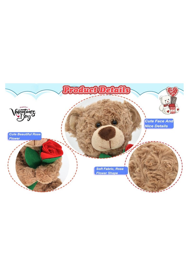 Suntown 12'' Stuffed Teddy Bear Dolls with Rose, Soft Huggable Stuffed Animal Cute Plush Toy, Plush Animal LittleBear Toys for Valentine's Day Her/Girlfriend, Lover, Mom, Kids Gifts - Image 3