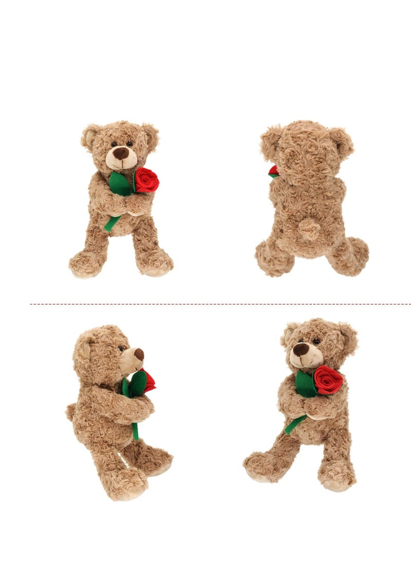 Suntown 12'' Stuffed Teddy Bear Dolls with Rose, Soft Huggable Stuffed Animal Cute Plush Toy, Plush Animal LittleBear Toys for Valentine's Day Her/Girlfriend, Lover, Mom, Kids Gifts - Image 4