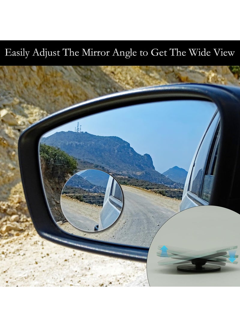 2Pcs Cars BlindSpot Mirrors Side Mirror Removable Adjustabe Angle Round Wide Angle Convex RearView Mirror Car Accessories Universal HD Glass for Suvs Auto Motorcycles RVs - Image 4