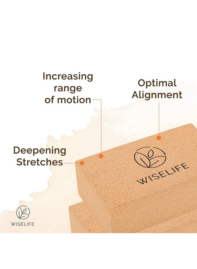 وايز لايف ناتشورالز كتلة اليوجا من الفلين من WiseLife | كتلة اليوجا (مجموعة من قطعتين، حجم كبير جدًا)، مادة فلين عالية الكثافة، مقاومة للرائحة، سطح ناعم للتوازن والدعم والأداء (مجموعة من قطعتين) - Image 4
