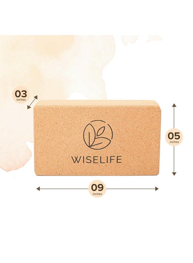 وايز لايف ناتشورالز كتلة اليوجا من الفلين من WiseLife | كتلة اليوجا (مجموعة من قطعتين، حجم كبير جدًا)، مادة فلين عالية الكثافة، مقاومة للرائحة، سطح ناعم للتوازن والدعم والأداء (مجموعة من قطعتين) - Image 2