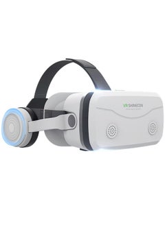 في آر شينيكون نظارات الواقع الافتراضي HD 3D سماعة الواقع الافتراضي لألعاب الواقع الافتراضي والأفلام ثلاثية الأبعاد، نظارات الواقع الافتراضي للهواتف الذكية باللون الأبيض  - Image 1
