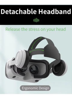 في آر شينيكون نظارات الواقع الافتراضي HD 3D سماعة الواقع الافتراضي لألعاب الواقع الافتراضي والأفلام ثلاثية الأبعاد، نظارات الواقع الافتراضي للهواتف الذكية باللون الأبيض  - Image 5