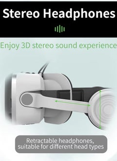 في آر شينيكون نظارات الواقع الافتراضي HD 3D سماعة الواقع الافتراضي لألعاب الواقع الافتراضي والأفلام ثلاثية الأبعاد، نظارات الواقع الافتراضي للهواتف الذكية باللون الأبيض  - Image 4