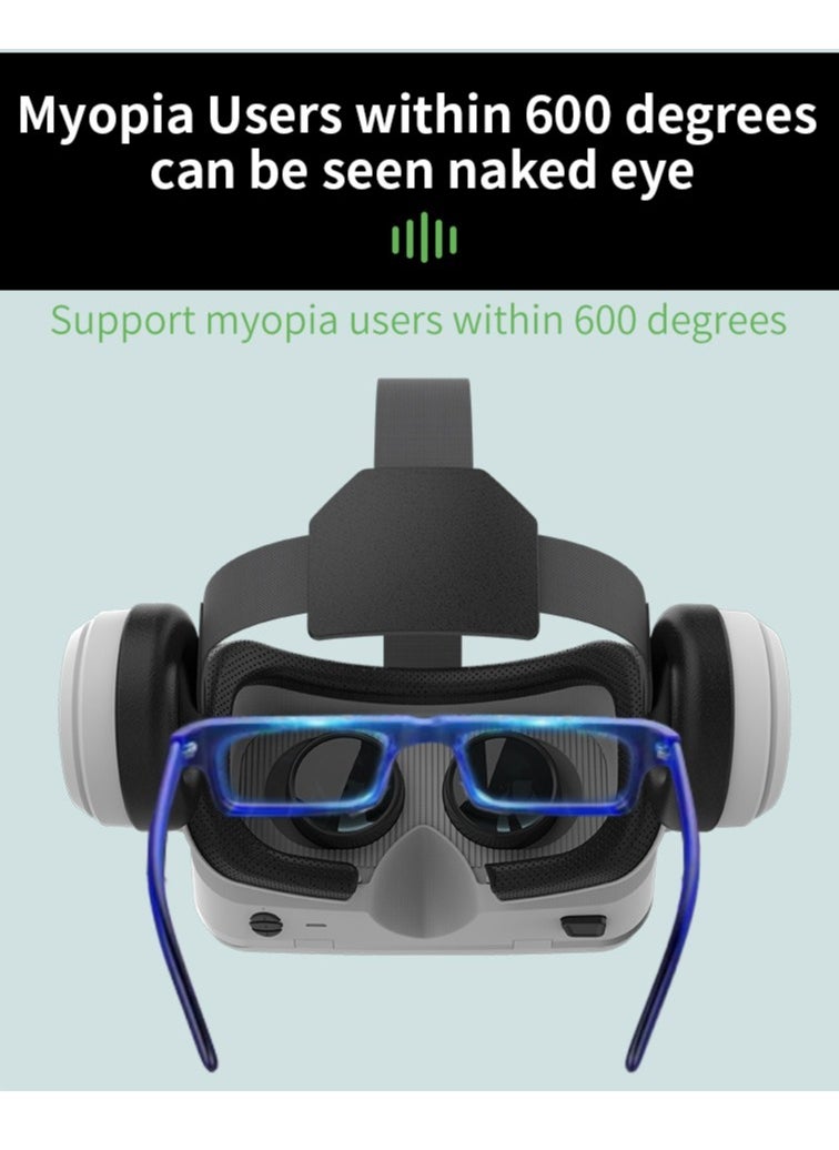 في آر شينيكون نظارات الواقع الافتراضي HD 3D سماعة الواقع الافتراضي لألعاب الواقع الافتراضي والأفلام ثلاثية الأبعاد، نظارات الواقع الافتراضي للهواتف الذكية باللون الأبيض  - Image 3