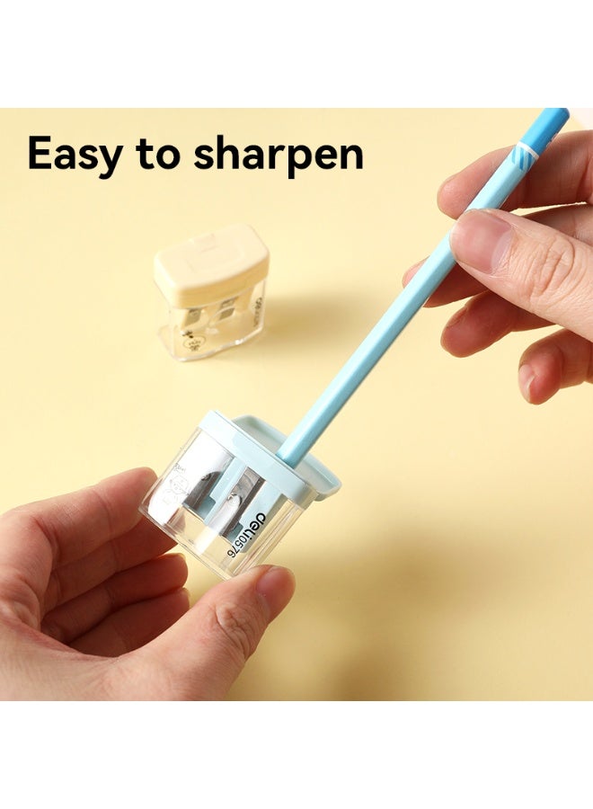 ديلي مبراة أقلام دالي E0576 بفتحتين مع حاوية، قطعة واحدة، بلون عشوائي، مناسبة للأقلام القياسية والكبيرة، بتصميم شبه شفاف. - Image 5