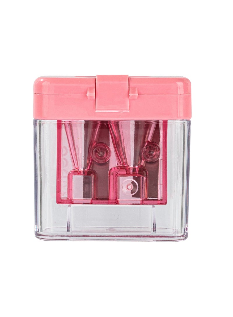 ديلي مبراة أقلام دالي E0576 بفتحتين مع حاوية، قطعة واحدة، بلون عشوائي، مناسبة للأقلام القياسية والكبيرة، بتصميم شبه شفاف. - Image 2