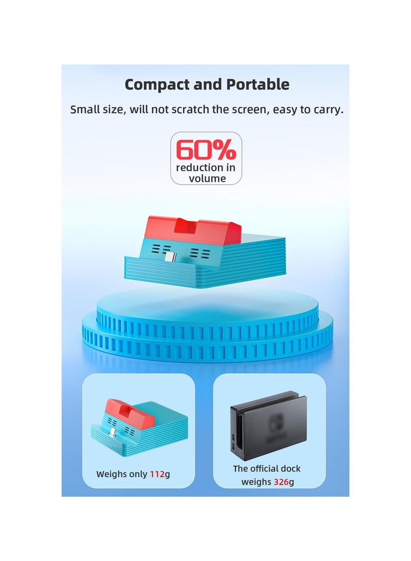 Captaintech TV Docking Station Fit for Switch/Switch OLED, Portable Charging Dock with 100W USB-C Charging Port, HDMI 2.0 and USB 3.0 Port Replacement Fit for Officia Switch Dock(1 Pack) - Image 3