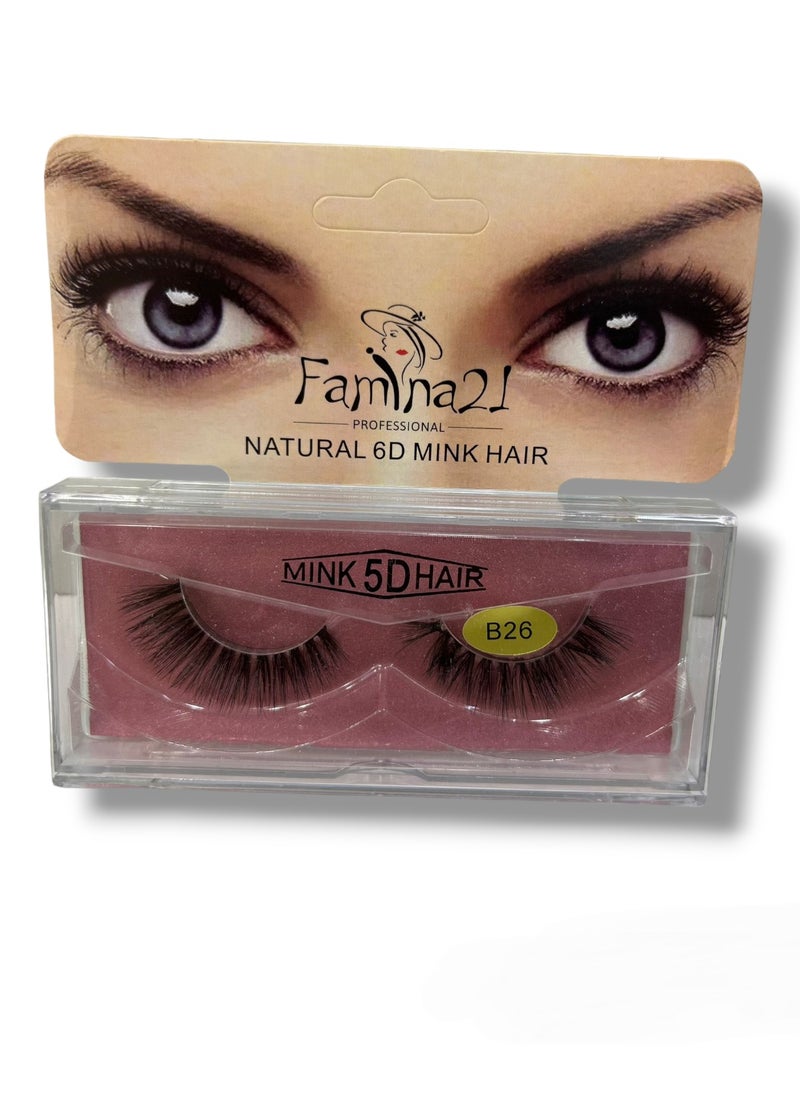 FAMINA21 Famina21 Natural 6D/5D Mink Hair Eyelashes - Set of 30 Models (B26) 