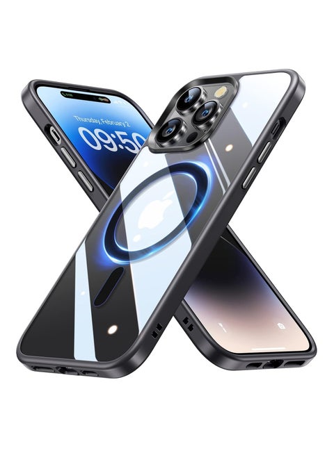 Case Magnetic Crystal Clear for iPhone 14 Pro (6.1 Inch) Case Magsafe [Not Yellowing] [Military Protection] [No.1 Strong Magnets] Slim Phone Case Thin Cover - Black