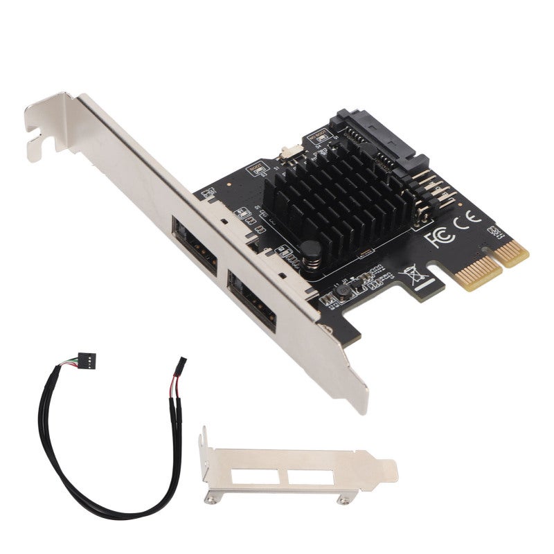 بطاقة توسعة PCIE SATA بمنفذين 6.0 جيجابت في الثانية ومحول طاقة عبر ESATA - ASM1061 نقل مستقر لأنظمة ويندوز ولينكس - Image 1