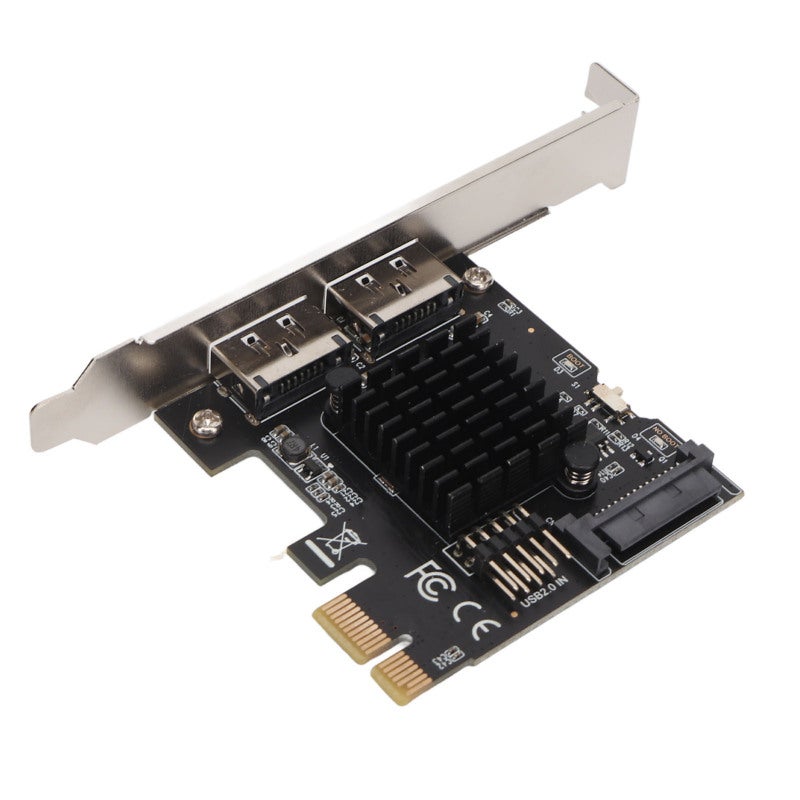بطاقة توسعة PCIE SATA بمنفذين 6.0 جيجابت في الثانية ومحول طاقة عبر ESATA - ASM1061 نقل مستقر لأنظمة ويندوز ولينكس - Image 2