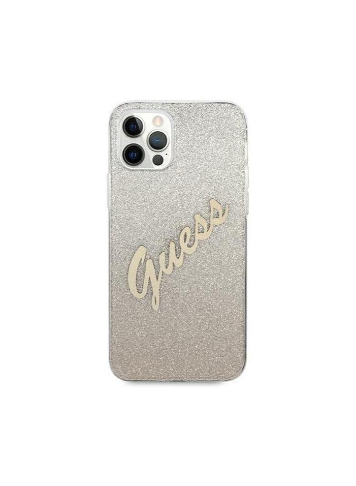 GUESS Guess Pc/Tpu Script Glitter Hard Case For Iphone 12/12 Pro (6.1 Inches) - Gradient Gold - Image 3