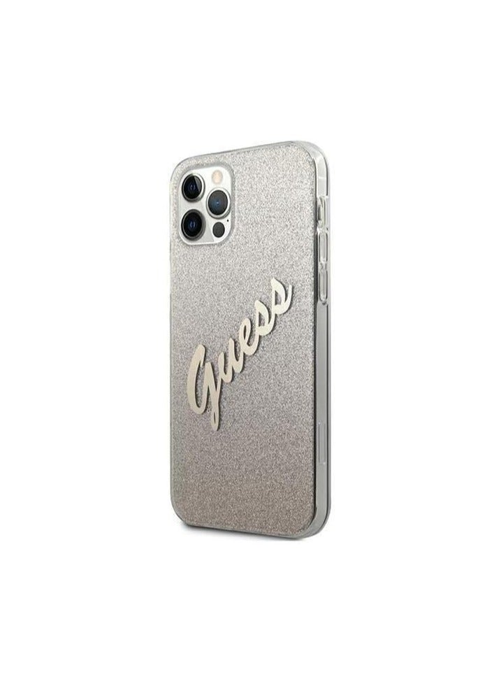 GUESS Guess Pc/Tpu Script Glitter Hard Case For Iphone 12/12 Pro (6.1 Inches) - Gradient Gold - Image 5