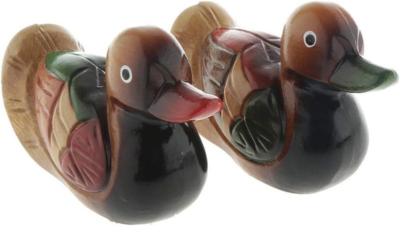 FRECI 2pcs Duck Ornament Wooden Ducks Statues Hand Carved Figures Wedding Gifts - Mandarin Duck - Image 1