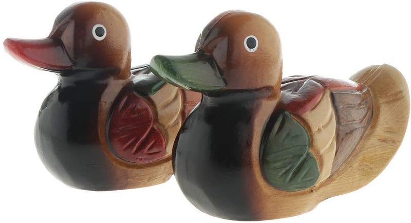 FRECI 2pcs Duck Ornament Wooden Ducks Statues Hand Carved Figures Wedding Gifts - Mandarin Duck - Image 4